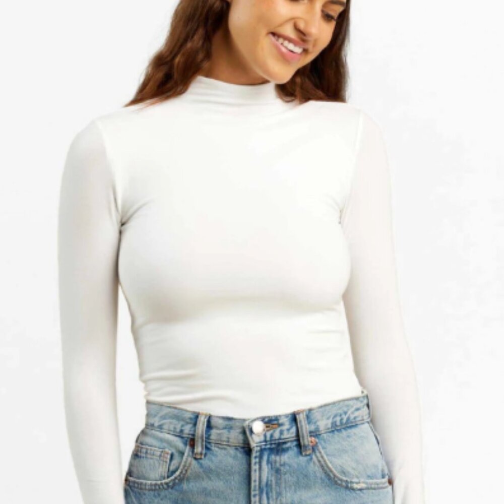 nuuds Cotton Stretch Long Sleeve Mock Neck Shirt